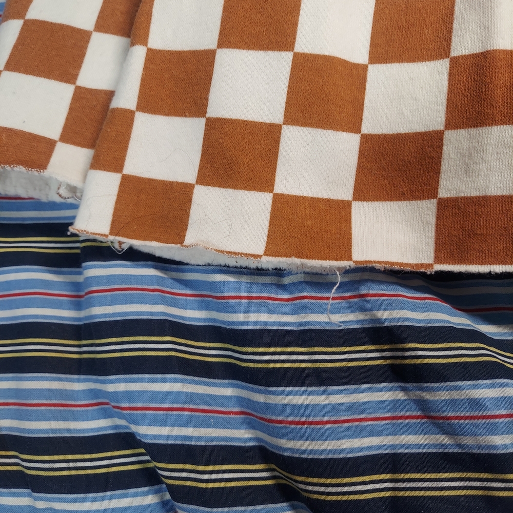 Grayson Threads Checkered Flare Lounge Pants Brown White Small Raw Hem High Rise - Picture 10 of 10